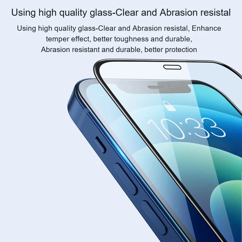 AMORUS для iPhone 14 Pro Max 6,7 дюйма HD Clear Silk Printing Tempered Glass Film, Full Glue Full Size Secondary Strengthening Screen Protector - черный