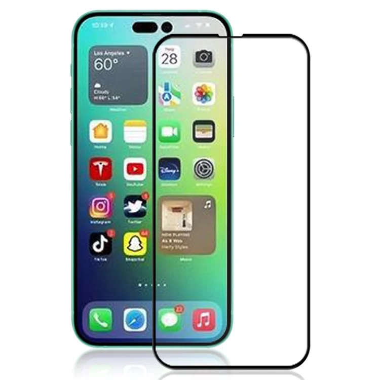 AMORUS Silk Printing Tempered Glass Film for iPhone 14 Pro 6.1 inch, Secondary Strengthening Full Glue Full Screen Protector - Black