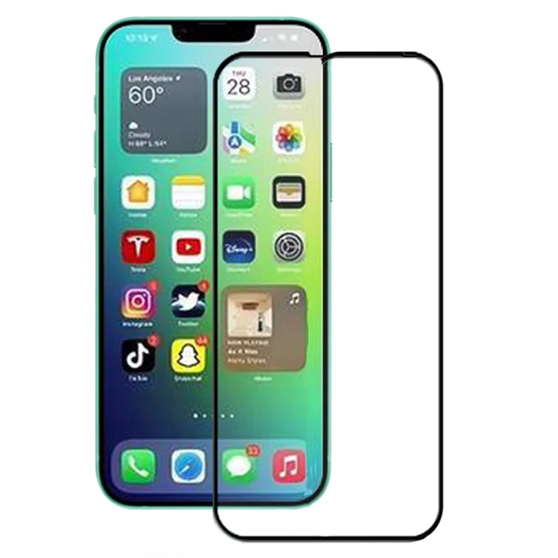 AMORUS Tempered Glass Full Screen Protector for iPhone 14 6.1 inch, Silk Printing Secondary Strengthening Full Glue Screen Cover Film - Black