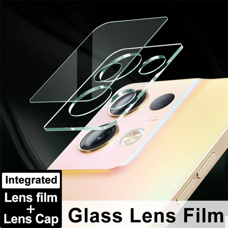 IMAK pour Oppo Reno8 Pro 5G Film de protection en verre trempé HD + Capuchon d'objectif en acrylique Anti-rayures Protecteur d'objectif de caméra intégré