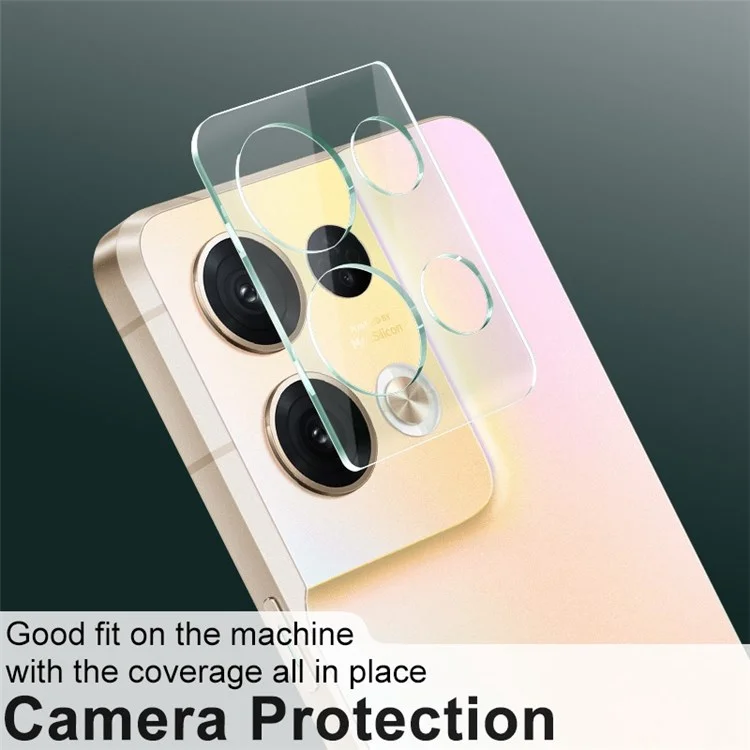 IMAK pour Oppo Reno8 Pro 5G Film de protection en verre trempé HD + Capuchon d'objectif en acrylique Anti-rayures Protecteur d'objectif de caméra intégré