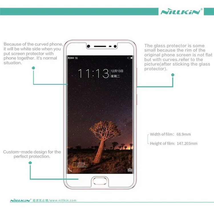 NILLKIN for Vivo Y67 Anti-fingerprint HD Clear LCD Screen Guard Film - Transparent