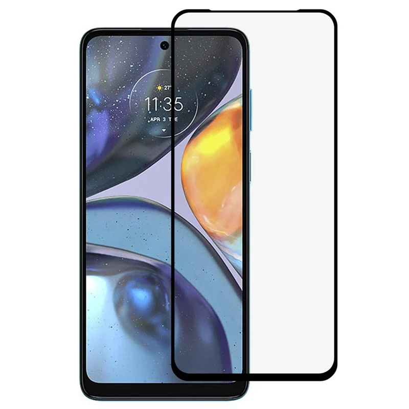 9D gehärtetes Glas-Display-Schutzfolie für Motorola Moto G22 / Moto E32s 4G, ultraklar, kratzfest, Seidenprint-Seitenklebung, vollständiger Displayschutz