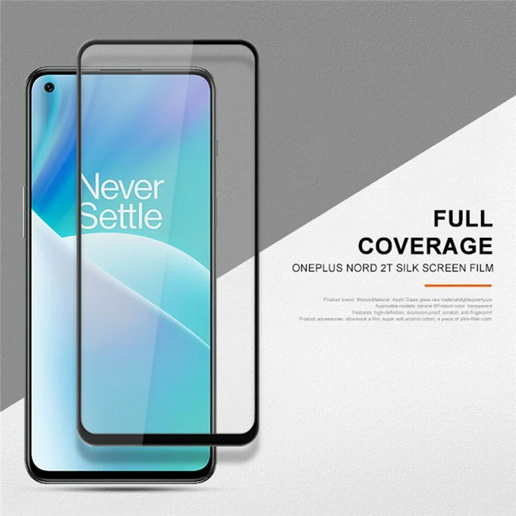 MOCOLO For OnePlus Nord / Nord 2 5G  / Nord 2T / Nord CE 5G Secondary Strengthening Anti-fingerprint Full Covering Silk Printing Full Glue Tempered Glass Phone Screen Protector - Black