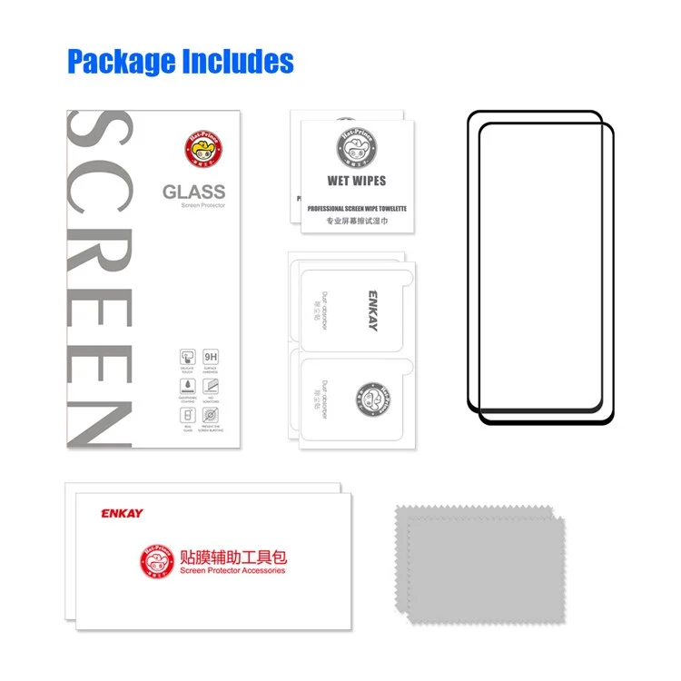 ENKAY HAT PRINCE For OnePlus Nord CE 2 Lite 5G 2Pcs/Pack Full Screen Protector 0.26mm 2.5D Arc Edge Full Glue 9H High Aluminium-silicon Glass Film
