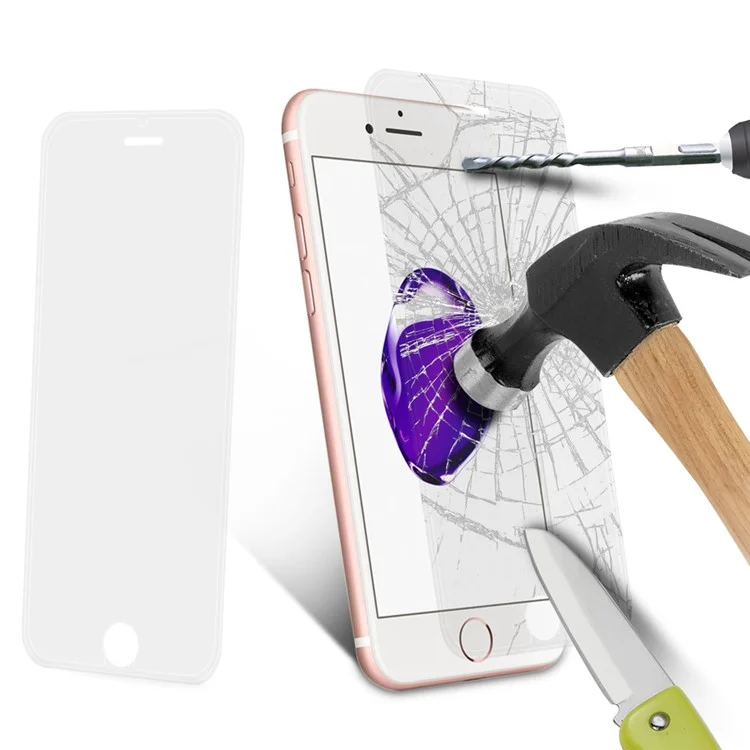 0.3mm Silicone Edges Full Size Mobile Tempered Glass Screen Protector for iPhone 7 Plus - Transparent