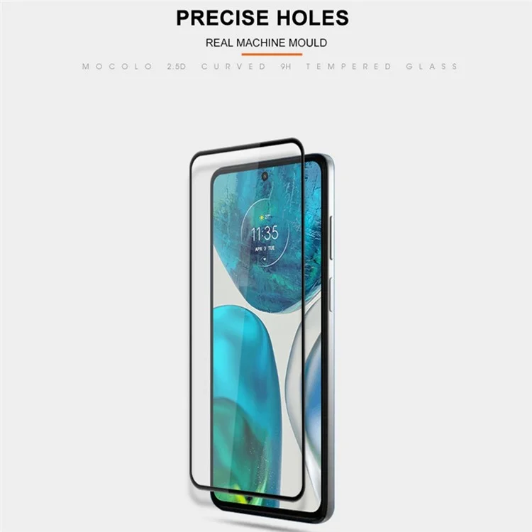 MOCOLO For Motorola Moto G52 4G / G82 5G Full Cover Tempered Glass Secondary Strengthening Full Glue Silk Printing Screen Protector - Black