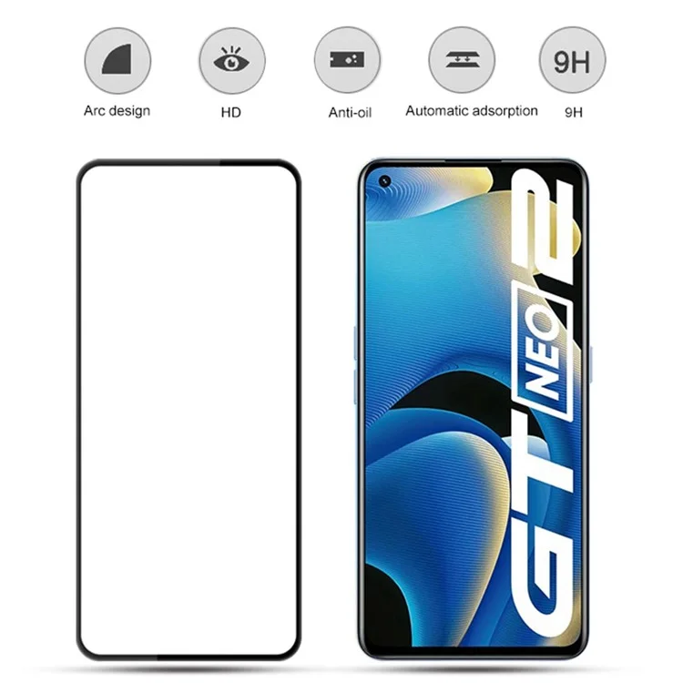 MOCOLO For Realme GT Neo2 5G Tempered Glass Film Secondary Strengthening Full Glue Silk Printing Full Screen Protector - Черный