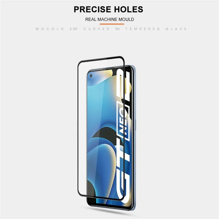 MOCOLO For Realme GT Neo2 5G Tempered Glass Film Secondary Strengthening Full Glue Silk Printing Full Screen Protector - Черный
