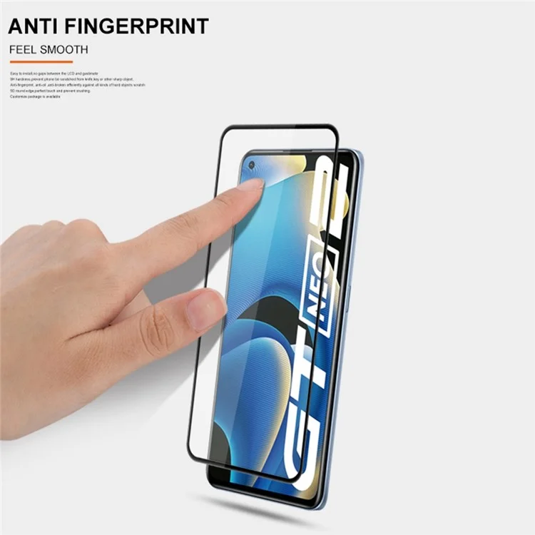 MOCOLO For Realme GT Neo2 5G Tempered Glass Film Secondary Strengthening Full Glue Silk Printing Full Screen Protector - Черный