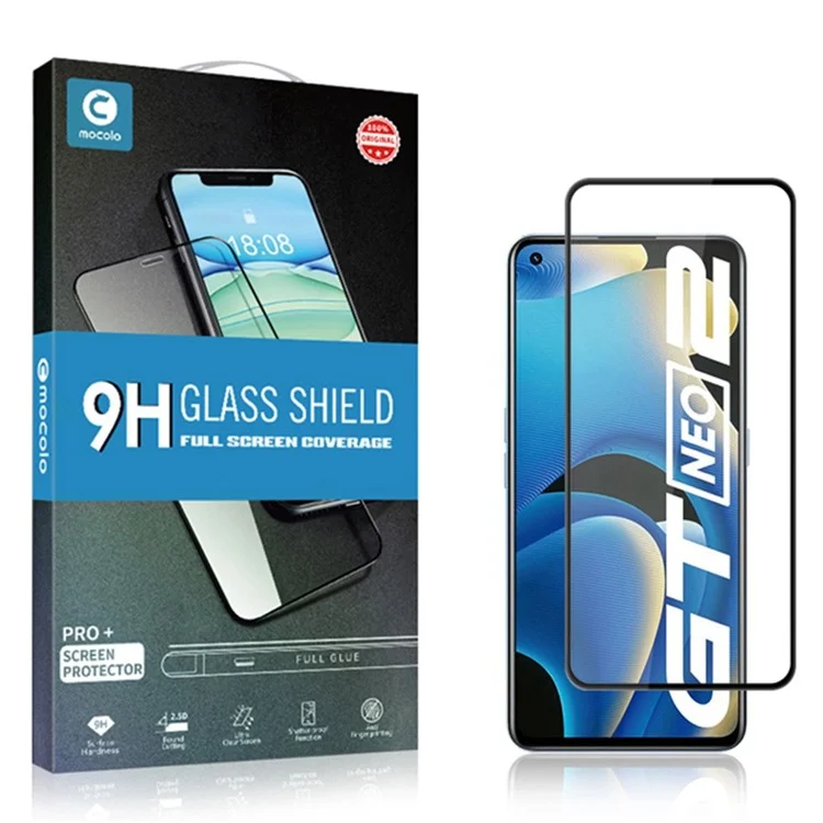 MOCOLO For Realme GT Neo2 5G Tempered Glass Film Secondary Strengthening Full Glue Silk Printing Full Screen Protector - Черный