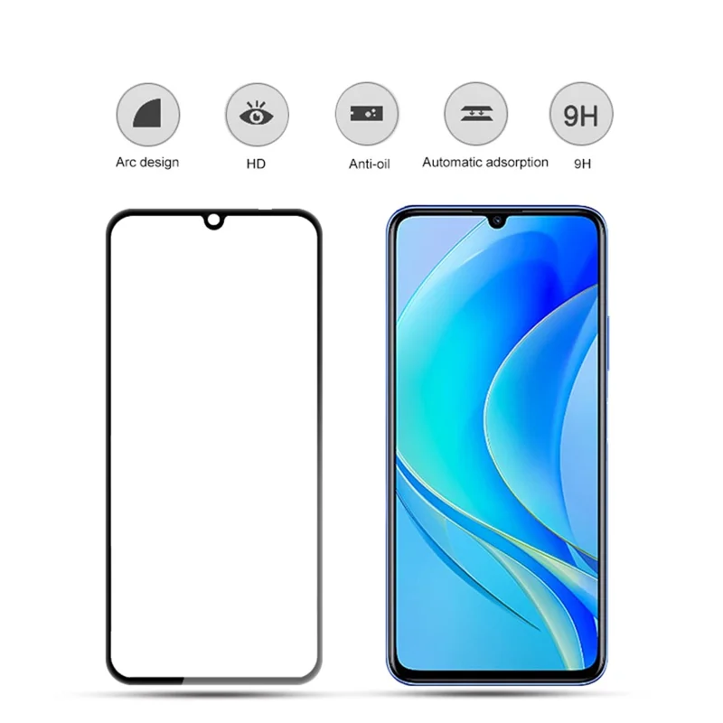 MOCOLO For Huawei nova Y70 4G Tempered Glass Full Screen Protector Silk Printing Full Glue Secondary Hardening Film - Black
