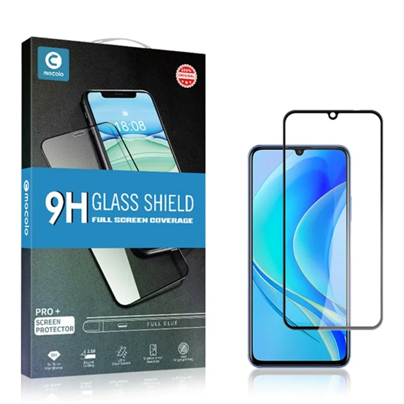 MOCOLO For Huawei nova Y70 4G Tempered Glass Full Screen Protector Silk Printing Full Glue Secondary Hardening Film - Black