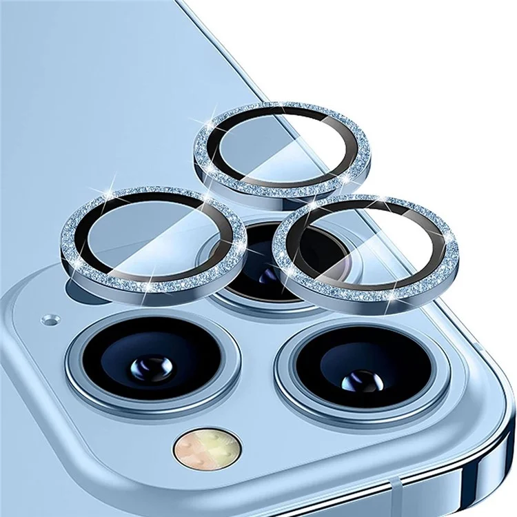 Enkay Hat Prince Para Iphone 13 Pro 6.1 Pulgadas / 13 Pro Max 6.7 Pulgadas 1 Cámaras de Cámaras Film Glitter Decor Lens Protector - Azul Bebé