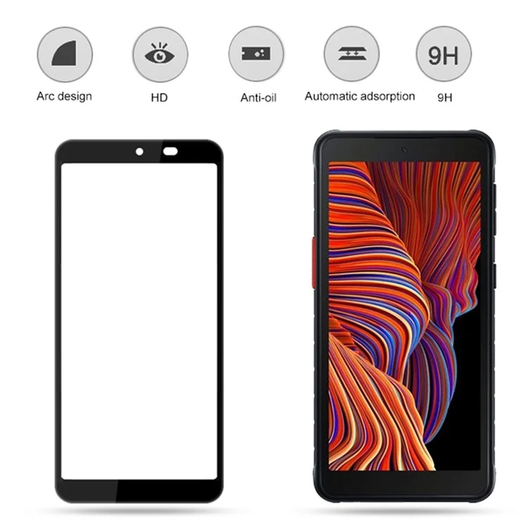 MOCOLO Pour Samsung Galaxy Xcover 5 Verre Trempé Colle Intégrale Anti-empreintes Impression Sérigraphique Protecteur Renforcement Secondaire Couverture Complète Film HD - Noir