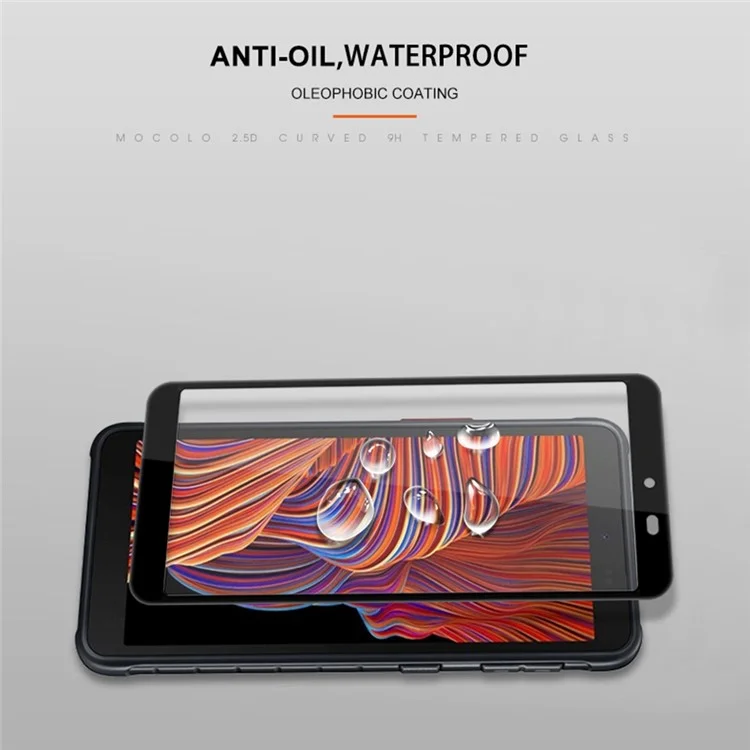 MOCOLO Pour Samsung Galaxy Xcover 5 Verre Trempé Colle Intégrale Anti-empreintes Impression Sérigraphique Protecteur Renforcement Secondaire Couverture Complète Film HD - Noir