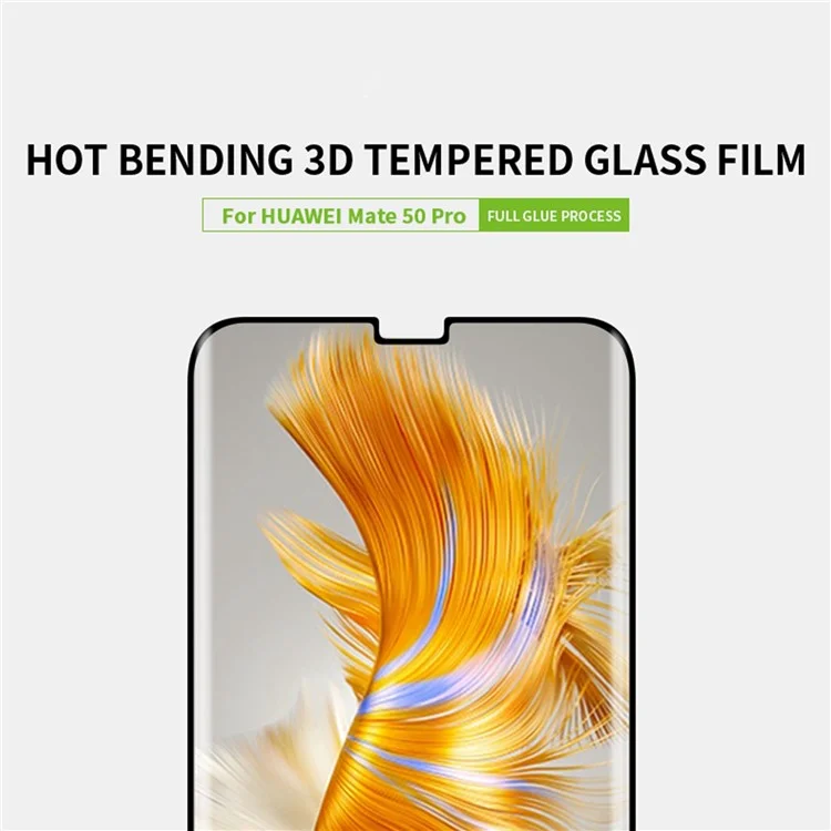 PINWUYO JK 3D Curved Tempered Glass Film-2 for Huawei Mate 50 Pro 4G Full Cover Full Glue Ultra HD Anti-Fingerprint Screen Protector