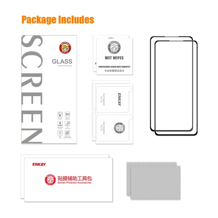 Enkay Hat Prince 2pcs / Establezca un Protector de Pantalla Anti-explosión Para Asus Zenfone 9 5G, Cubierta Completa de Vidrio de Aluminio-silicio 0.26 mm 9h 2.5D Arcio HD Clear Screen Film