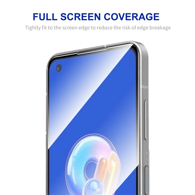 Protector de pantalla con borde de arco de 2,5 D ENKAY HAT PRINCE para Asus Zenfone 9 5G, película de vidrio de aluminio-silicio de 9H de 0,26 mm de grosor con tacto sensible y cobertura total