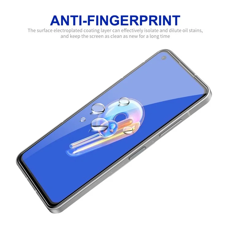Protector de pantalla con borde de arco de 2,5 D ENKAY HAT PRINCE para Asus Zenfone 9 5G, película de vidrio de aluminio-silicio de 9H de 0,26 mm de grosor con tacto sensible y cobertura total