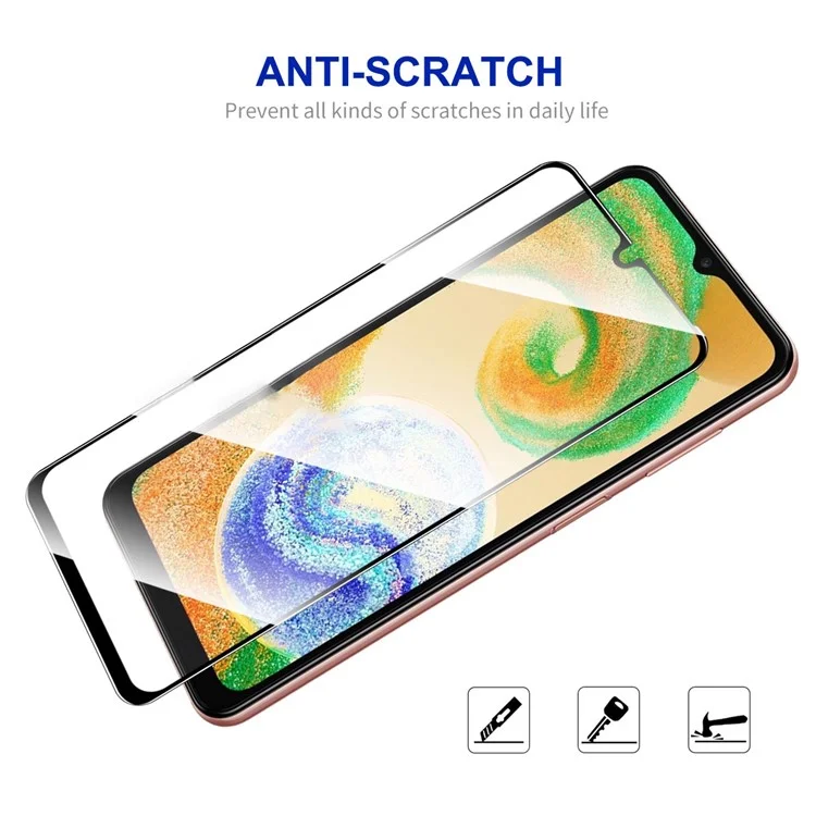 ENKAY HAT PRINCE 2Pcs / Set For Samsung Galaxy A04 4G (164.4 x 76.3 x 9.1 mm) / A04s 4G (164.7 x 76.7 x 9.1 mm) Screen Protector 0.26mm 9H 2.5D Arc Edge Full Glue High Aluminium-silicon Glass Film