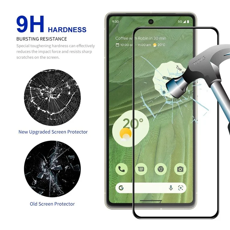 ENKAY HAT PRINCE 2.5D Arc Edge Screen Protector For Google Pixel 7 5G, 0.26mm Shatterproof Full Glue Full Covering High Aluminium-silicon Glass Screen Film