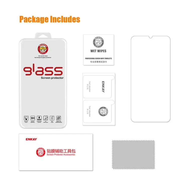 enkay hat prince für samsung galaxy a04s 4g (164,7 x 76,7 x 9,1 mm) / a04 4g (164,4 x 76,3 x 9,1 mm) anti-explosion-glasfilm 2,5d bogenkante 0,26 mm 9h hd clear screen protector