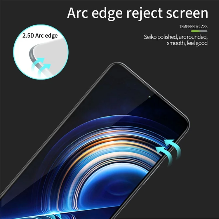 MOFI JK Tempered Glass Film Series-2 für Xiaomi Redmi Note 12 Pro+ 5G / Note 12 Pro Speed 5G / Poco X5 Pro 5G / 12 Pro 5G Full Glue Screen Protector, Full Covering High Aluminum-silicon Glass Film