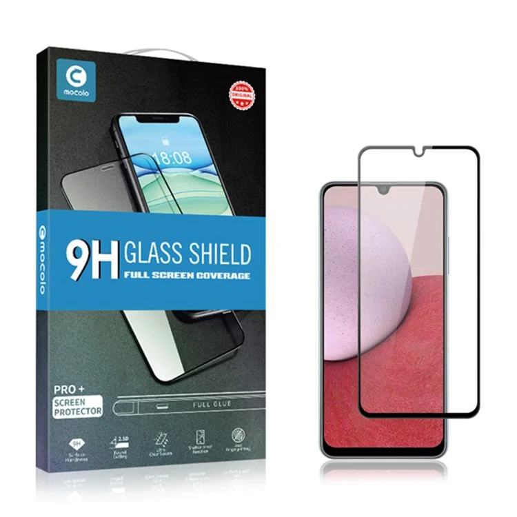 MOCOLO Pour Samsung Galaxy A14 5G / A14 4G Film de protection d'écran en verre trempé à impression en soie pleine colle Anti-explosion Durcissement secondaire Protecteur d'écran - Noir