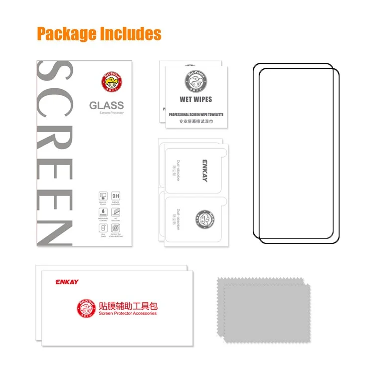 ENKAY HAT PRINCE 2 pezzi / set Protezione schermo incollata completamente per Samsung Galaxy S22+ 5G / S23+ Versione di sblocco con stampa in seta 0,2 mm Pellicola in vetro temperato ultra sottile da 9H 