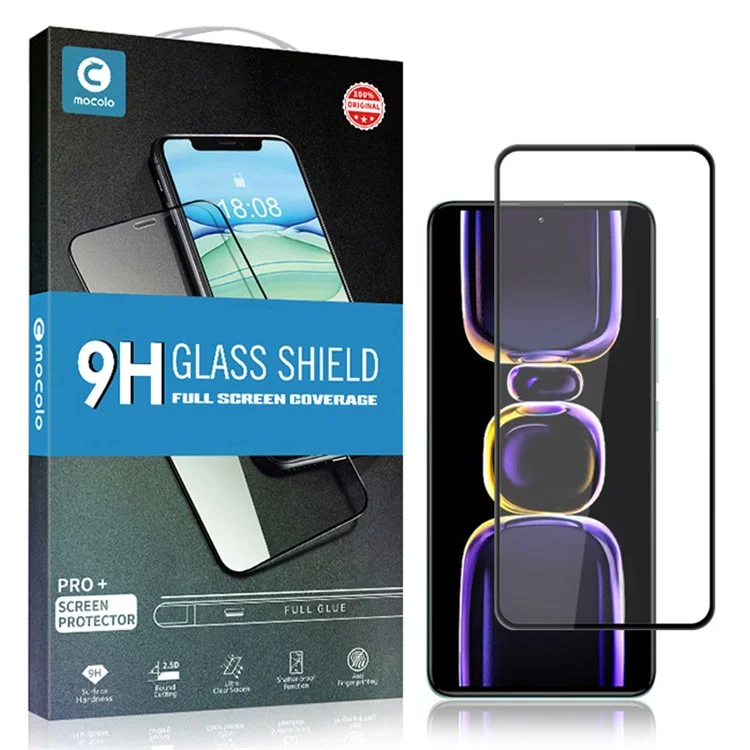 MOCOLO Per Xiaomi Poco F5 Pro 5G / Redmi K60 Pro 5G / K60 5G Silk Printing Tempered Glass Film Secondary Hardening Full Glue Screen Protector - Nero