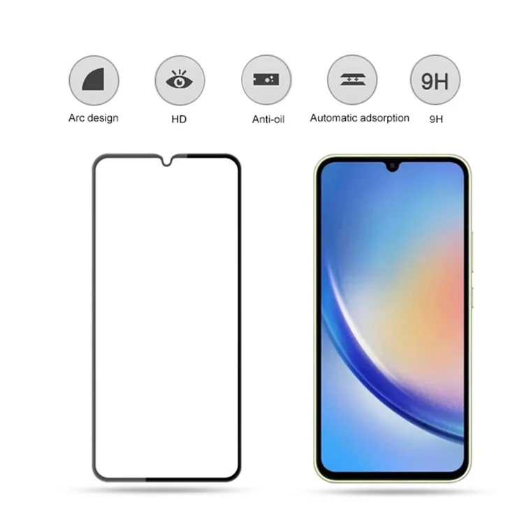 MOCOLO Für Samsung Galaxy A34 5G hd Clear Tempered Glass Seidendruck Drucken Voller Kleber Vollbildschutzschutz - Schwarz