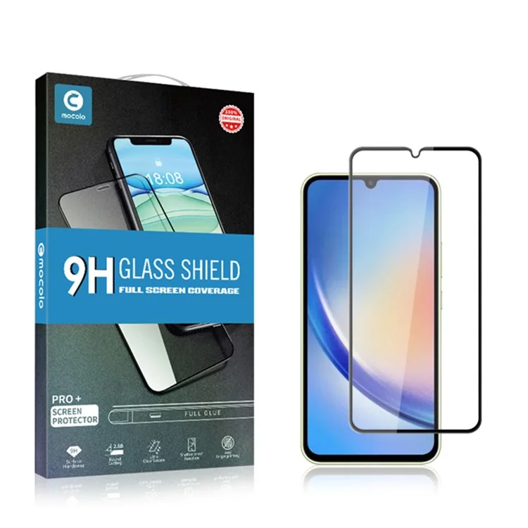 MOCOLO Für Samsung Galaxy A34 5G hd Clear Tempered Glass Seidendruck Drucken Voller Kleber Vollbildschutzschutz - Schwarz