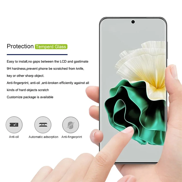 MOCOLO для Huawei P60 / P60 Pro Clear Screen Protector Full Glue 3D Curved Shatter Resistant Tempered Glass Film - Черный