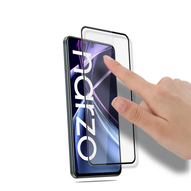 MOCOLO Tempered Glass Film for Realme Narzo N55 4G Silk Printing Secondary Hardening Full Screen Protector - Black