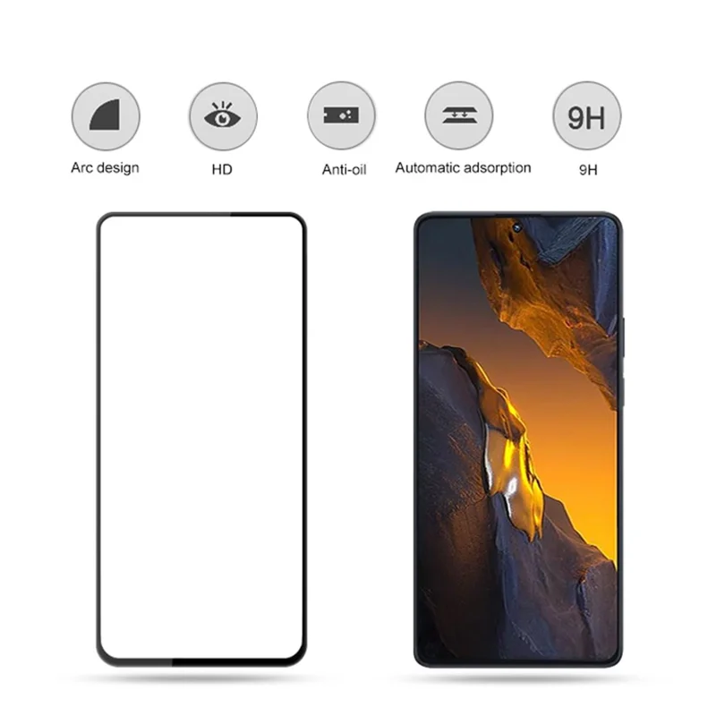 MOCOLO For Xiaomi Poco F5 5G / Redmi Note 12 Turbo Tempered Glass Film Silk Printing Full Screen Protector - Black