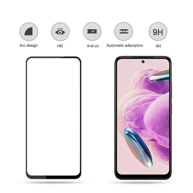 MOCOLO For Xiaomi Redmi Note 12S 4G Silk Printing Tempered Glass Secondary Hardening Full Screen Protector - Black