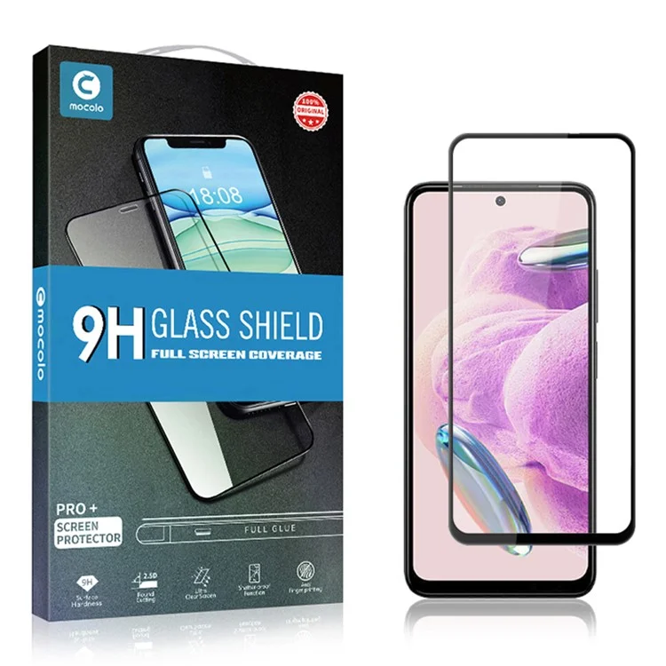 MOCOLO For Xiaomi Redmi Note 12S 4G Silk Printing Tempered Glass Secondary Hardening Full Screen Protector - Black