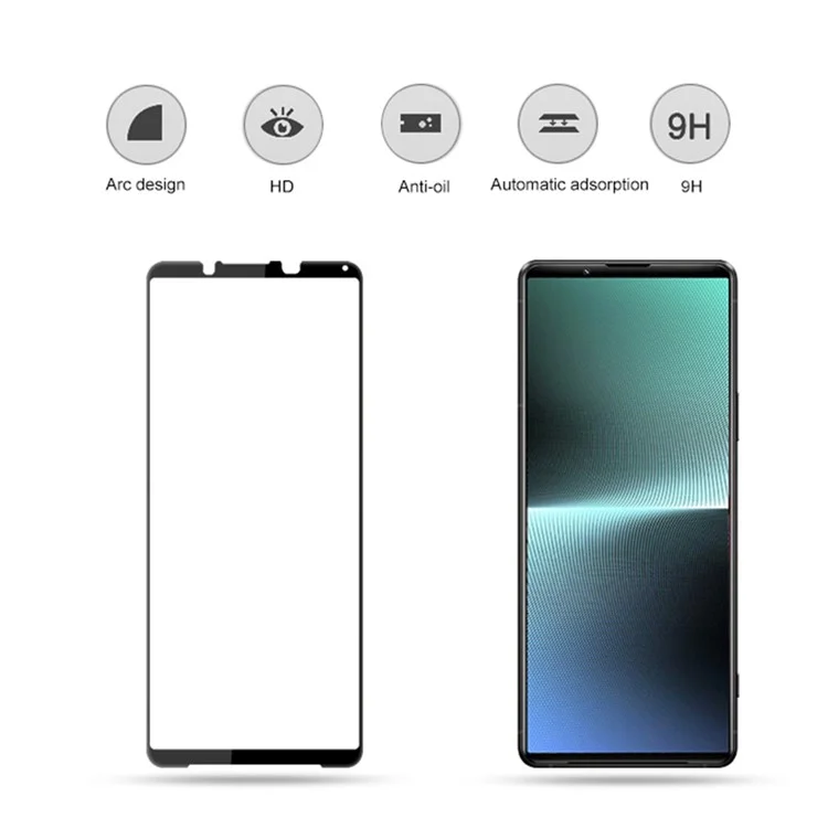 MOCOLO Per Sony Xperia 1 V Silk Printing Screen Protector Full Coverage HD Tempered Glass Film - Nero