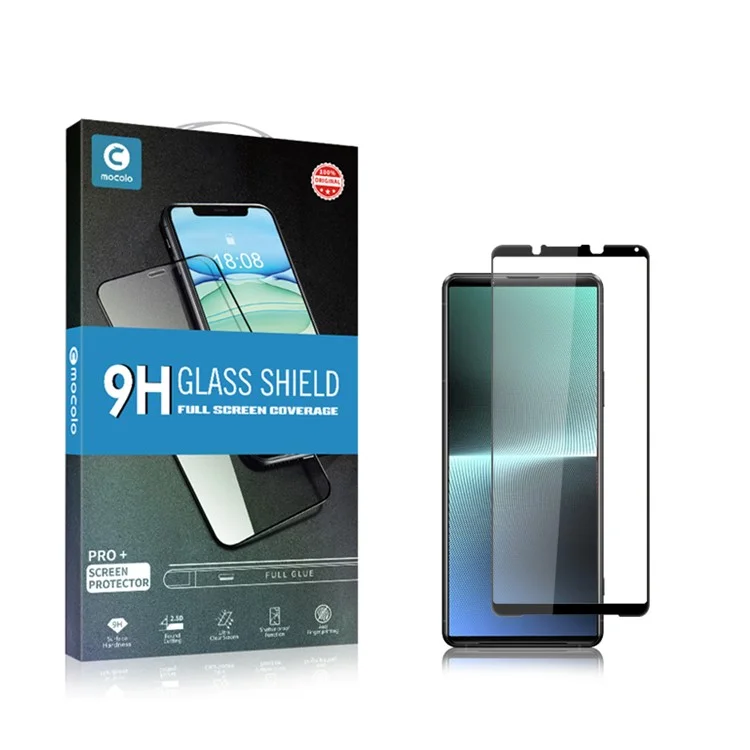 MOCOLO Per Sony Xperia 1 V Silk Printing Screen Protector Full Coverage HD Tempered Glass Film - Nero