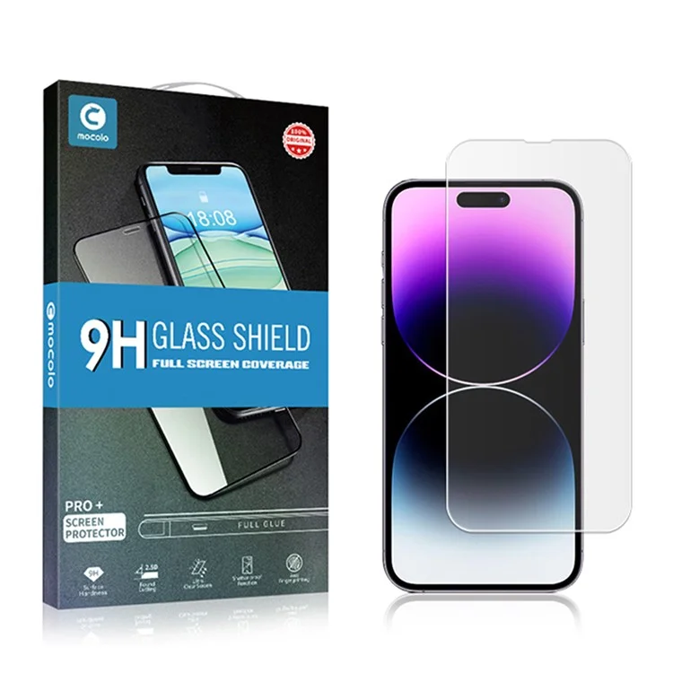 MOCOLO для iPhone 14 Pro Clear Screen Protector 9H Hardness Ultra Resistant Full Glue Tempered Glass Film