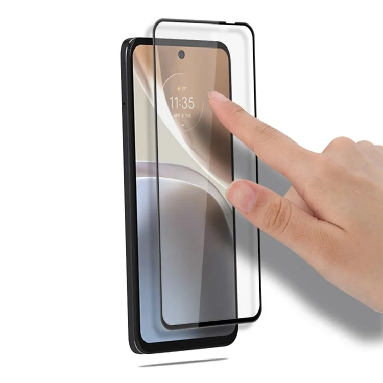 MOCOLO For Motorola Moto G32 4G Silk Printing Tempered Glass Film Full Cover Secondary Hardening Screen Protector - Black
