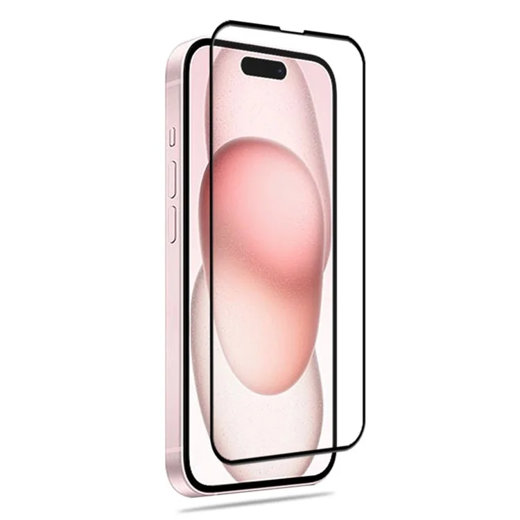 MOCOLO Für iPhone 15 Plus Seidendruckfull Screen Protector Gehärtetes Glas Sekundäre Härtungsfolie - Schwarz
