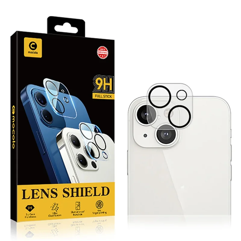 MOCOLO For iPhone 15 / 15 Plus Silk Printing Camera Lens Film Tempered Glass Lens Protector with Night Circle
