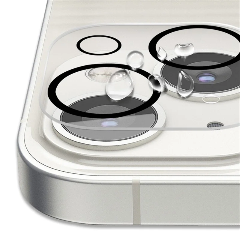 MOCOLO Protecteur d'objectif pour iPhone 15 / 15 Plus, verre trempé HD avec impression en soie, film d'objectif avec cercle nocturne