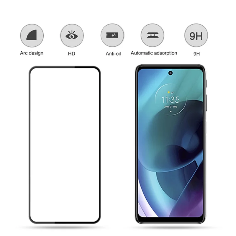 MOCOLO Screen Protector for Motorola Moto G71 5G , Tempered Glass Silk Printing Secondary Hardening Full Screen Film - Black