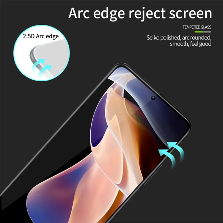 MOFI JK Tempered Glass Film Series-1 для Xiaomi Redmi 12 5G (Global) / Poco M6 Pro 5G Защитная пленка для всего экрана с полным клеем, высококачественная алюминиево-кремниевая стеклянная пленка