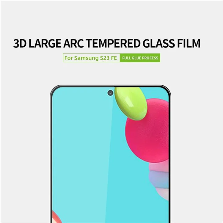 PINWUYO JK 3D Curved Tempered Glass Film-2 for Samsung Galaxy S23 FE High Aluminum-silicon Glass HD Clear Full Glue Screen Protector