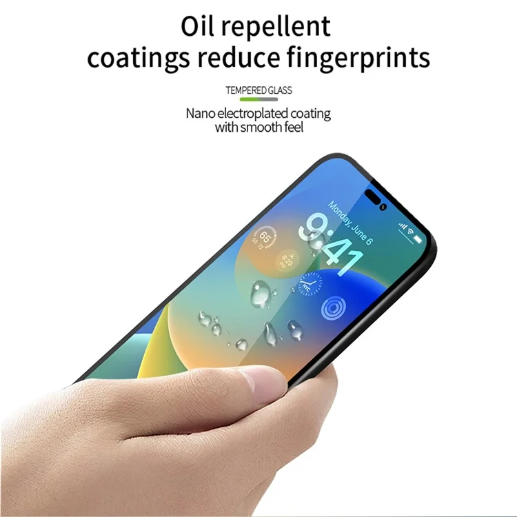 MOFI JK Tempered Glass Film Series-1 para iPhone 15 Protector de pantalla completo Pegamento completo Película de vidrio de alto aluminio-silicio