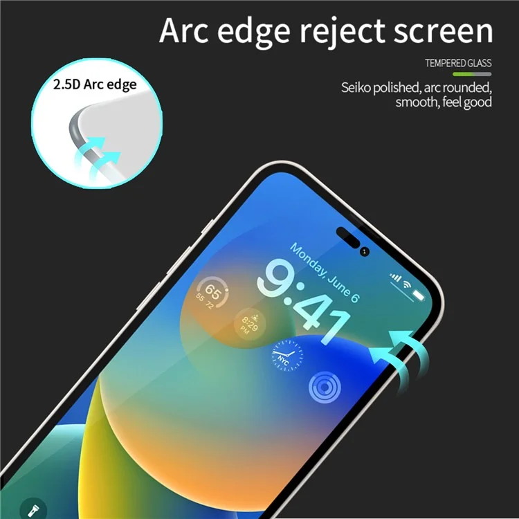 MOFI JK Tempered Glass Film Series-1 para iPhone 15 Protector de pantalla completo Pegamento completo Película de vidrio de alto aluminio-silicio